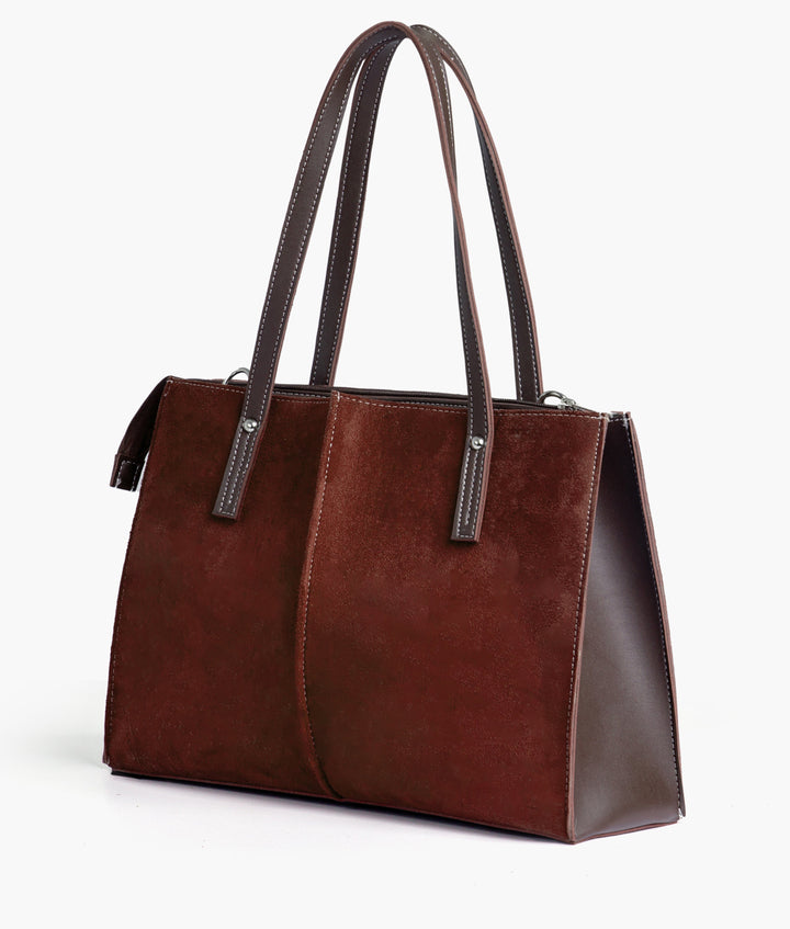 RTW - Dark brown suede work tote bag