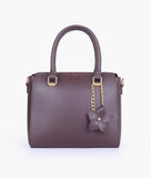 RTW - Dark brown handbag with flower charm