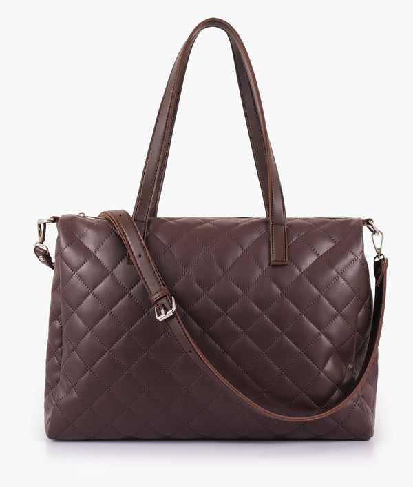 RTW - Dark brown quilted carryall tote bag