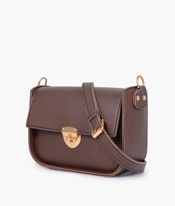 RTW - Dark brown saddle bag with twist lock