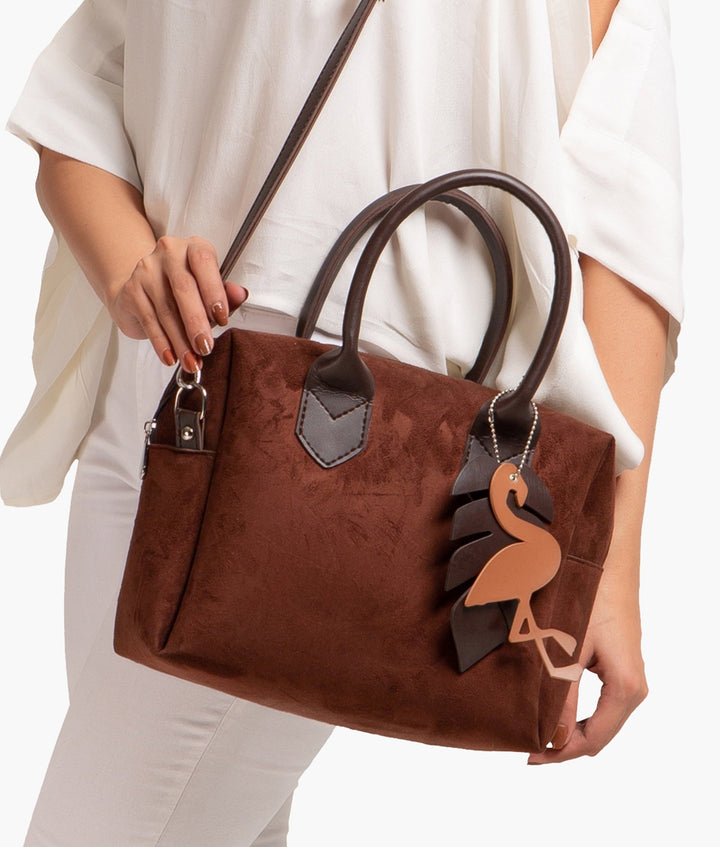 RTW- Dark Brown Suede Mini Bowling Bag