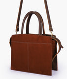 RTW - Dark brown suede trapeze top-handle bag