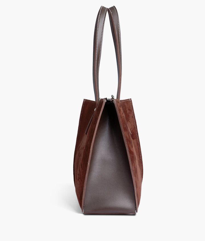 RTW - Dark brown suede work tote bag