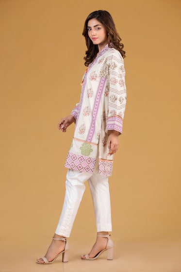 Gul Ahmed- Stitched Dobby Screen Printed Shirt WGK-DBS-SP-140