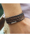 The Marshall - Black & Brown PU Leather Rolo Chain Bracelet - TM-Mb-16