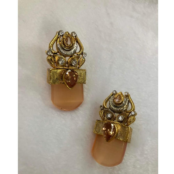 Jewels By Noor- Egyptian earrings with champagne coloured stone