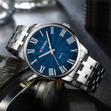 CURREN Original Brand Stainless Steel Blue Dial Watch For Men