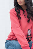 Weave Wardrobe-Women's Cozy Panda Graphic Sweatshirt - Pink