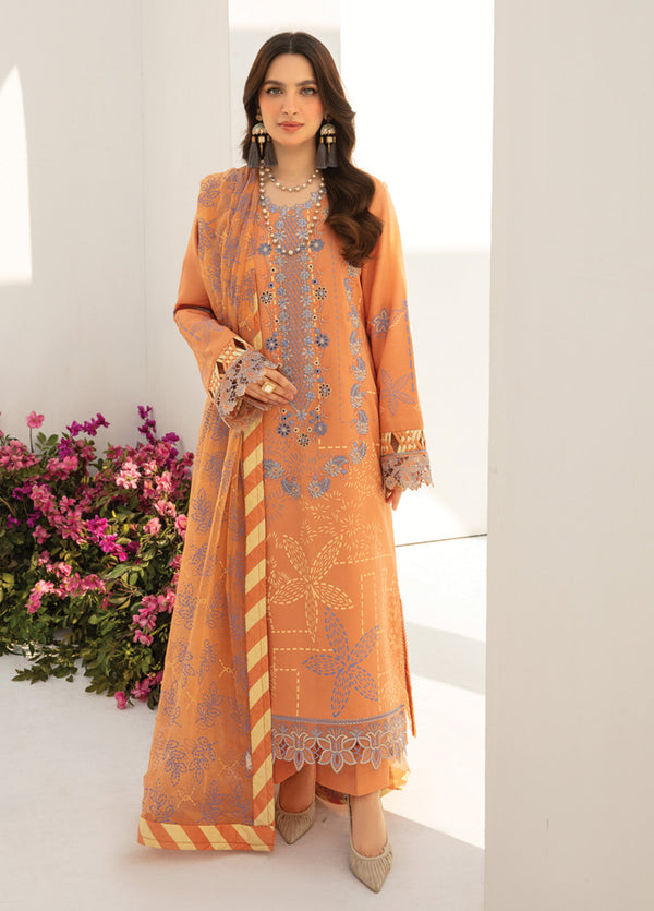 Florance By Rang Rasiya Embroidered Premium Lawn 3 Piece Unstitched Suit RR24FEL D10 CINNAMON