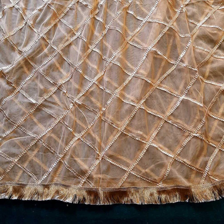 Zardi- Gota Work  Large Fancy Dupatta For Wedding Party Use  Full Length  Gold  ZD229