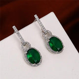 Zardi- Silver - Drop Earring With Green Stone - AE156