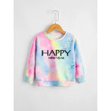 Shein- Toddler Boys Letter & Tie Dye Print Sweatshirt