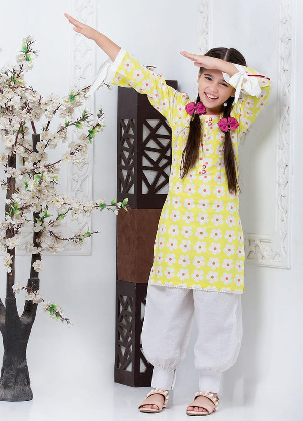 Hiba Clothing Cotton Girls 2 Piece Suit - HPW-006 PEARL GARDEN