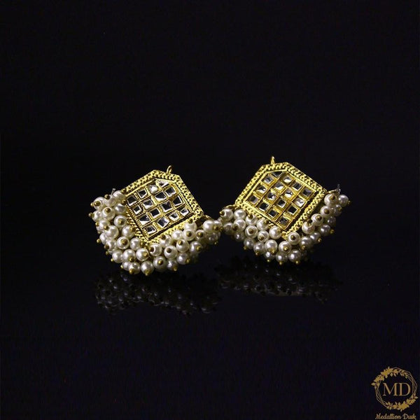 Medallion Dusk- Kundan Grid Earrings