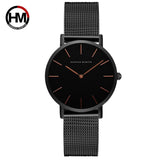 Hannah Martin- CH36 Low price automatic quartz wristwatch for girls minimalist steel designer ladies fancy watches- Black