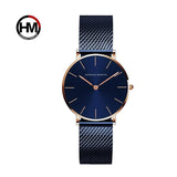 Hannah Martin- CH36 Low price automatic quartz wristwatch for girls minimalist steel designer ladies fancy watches- Blue