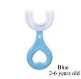 U Shaped Food Grade Silicon Baby Tooth Brush (Blue)