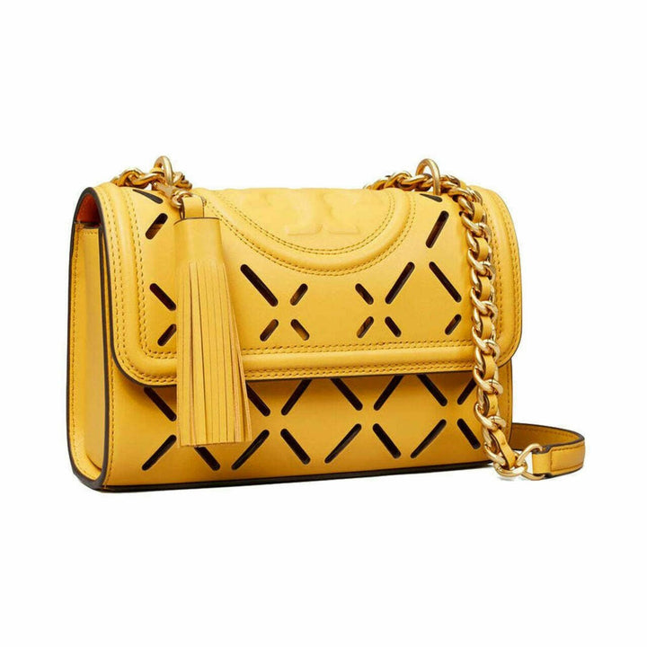 Tory Burch-Fleming Diamond Perforated Shoulder Bag Golden Sunset