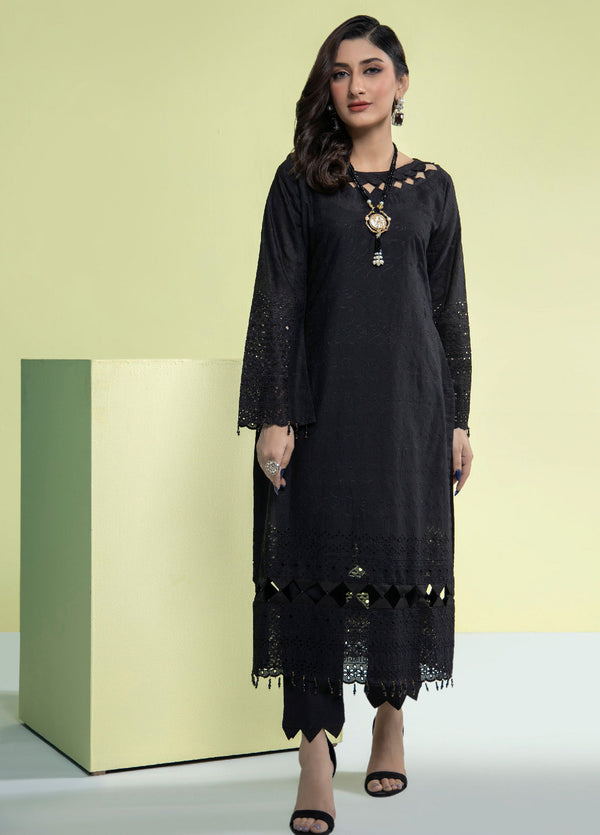 Jaza By Schick Schiffli Embroidered Cotton Shirt & Trouser Unstitched Suit S24SSEC-10