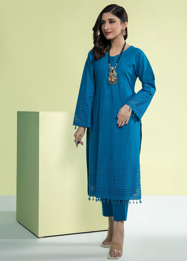 Jaza By Schick Schiffli Embroidered Cotton Shirt & Trouser Unstitched Suit S24SSEC-11