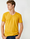 KOTON- Men's T-Shirt Models Yellow