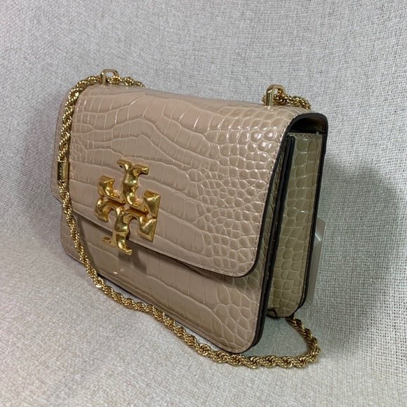 Tory Burch Eleanor Embossed Small Convertible Shoulder bag Perfect Sand