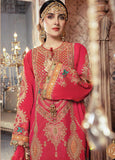 Mbroidered By Maria- B Embroidered Raw Silk Aqua and Salmon pink Suit Unstitched 3 Piece