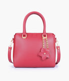 RTW - Maroon handbag with flower charm