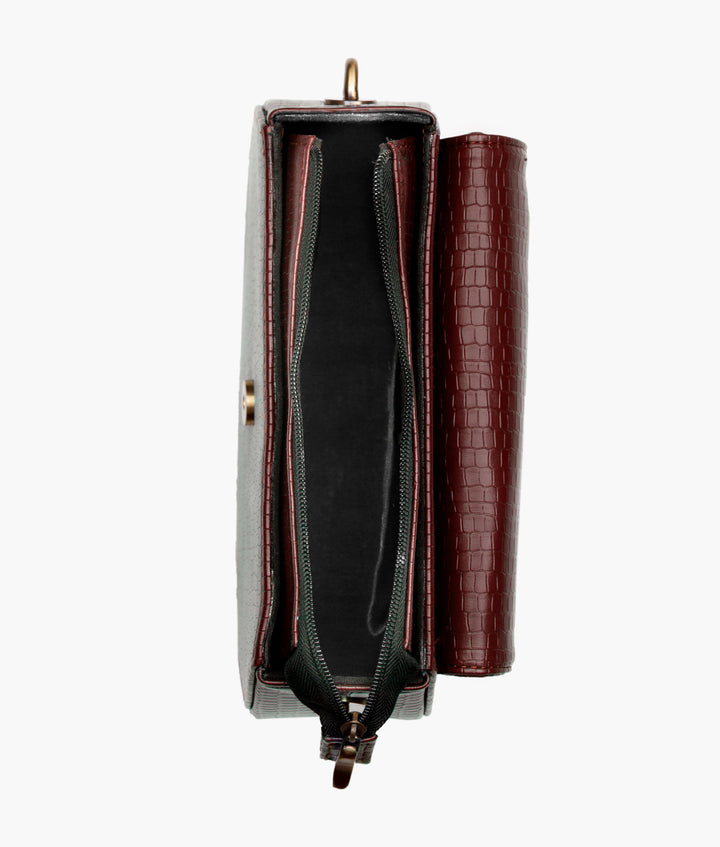 RTW- Maroon Crocodile Saddle Bag