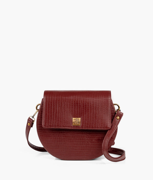 RTW- Maroon Crocodile Saddle Bag