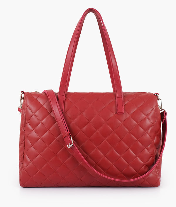 RTW - Maroon quilted carryall tote bag