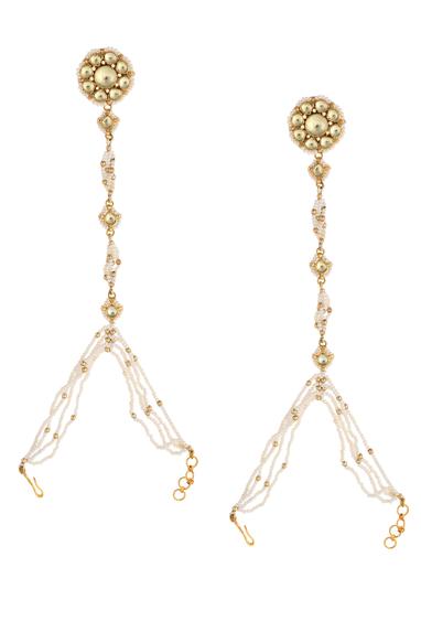 Aza- Maisara Floral Kundan Hathphools (set Of 2)