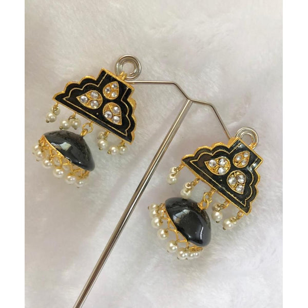 Jewels By Noor- mughlia meenakari earrings (black)