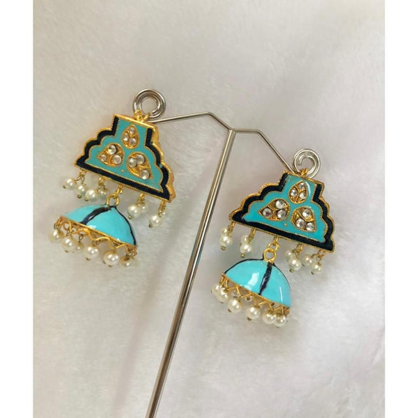 Jewels By Noor- mughlia meenakari earrings (blue)