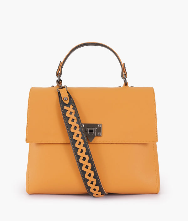 RTW - Mustard flap-over top-handle bag