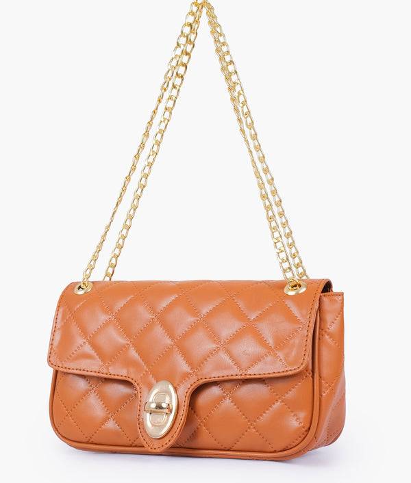 RTW - Mustard quilted small shoulder bag with chain