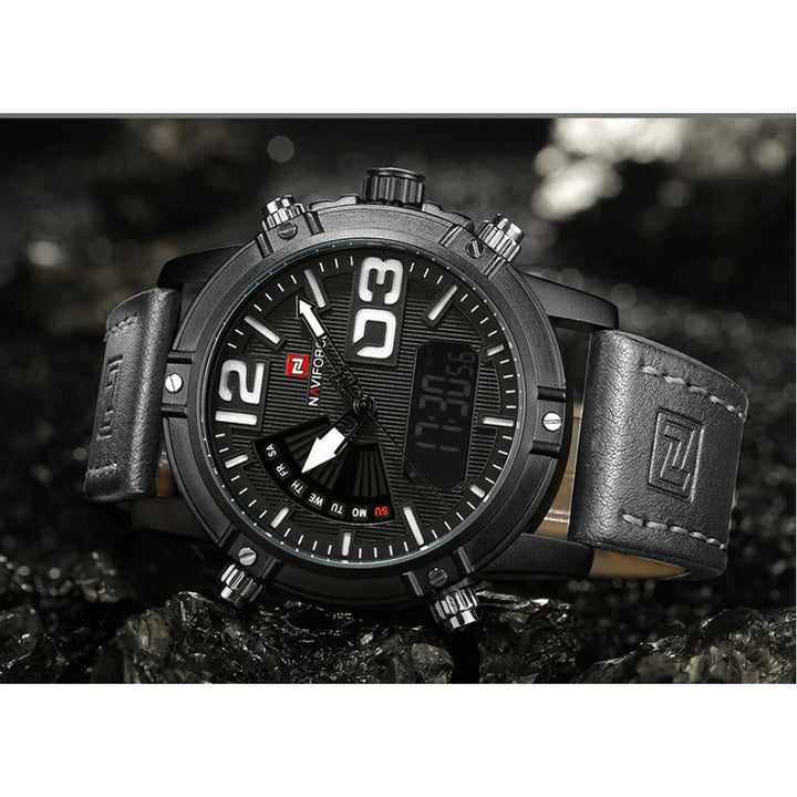 Naviforce- NF9095 Black,Watch For Men With Analog Digital Dual Display