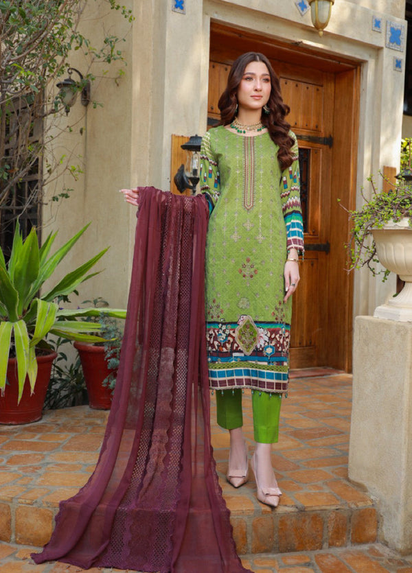 Oodhni By Schick Sequins Embroidered Digital Lawn 3 Piece Unstitched Suit S24OEDL-01