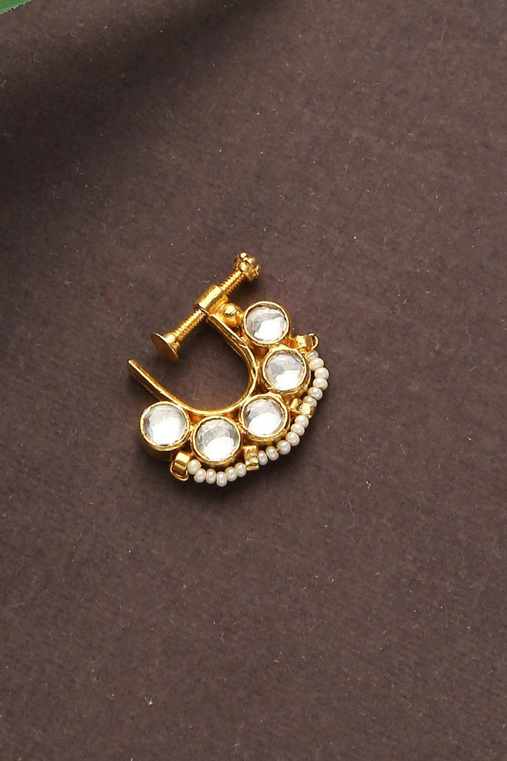 Aza Fashion- Paisley Pop Kundan Nose Ring