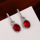 Zardi- Silver - Drop Earring With Red Stone - AE156