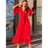 Sowear- Red Plain Dress For Women