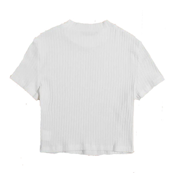 Shein- Solid Rib-knit Tee