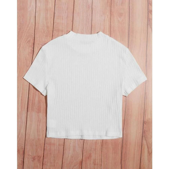 Shein- Solid Rib-knit Tee