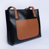 Shein- Front Pocket Tote Bag- Black/Brown