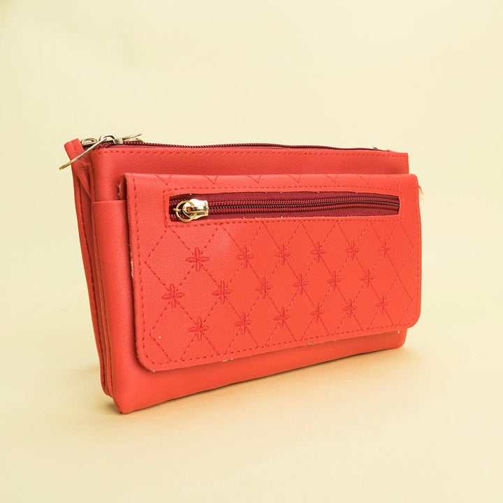 Shein - Red Crossbody Bag with Pom Pom