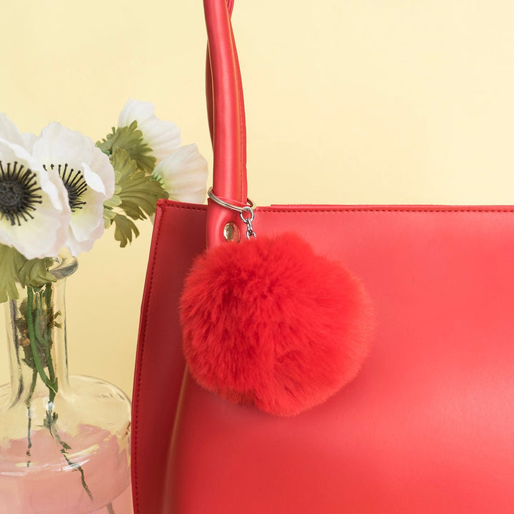 Shein - Tote Bag with Pom Pom red