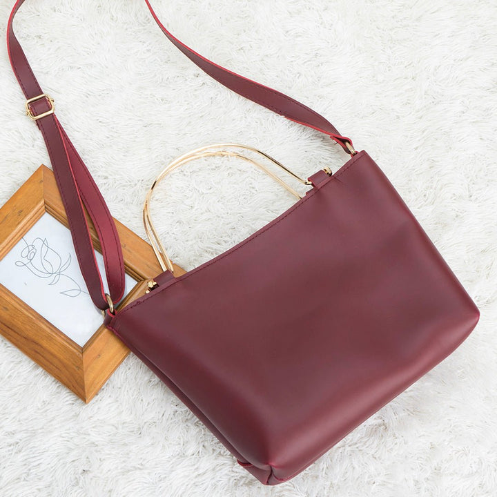 Shein- Tote Bag with Metal Handle Maroon