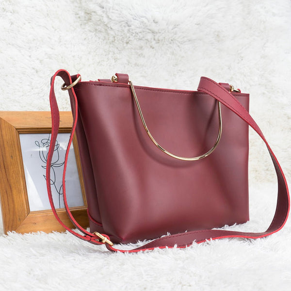 Shein- Tote Bag with Metal Handle Maroon