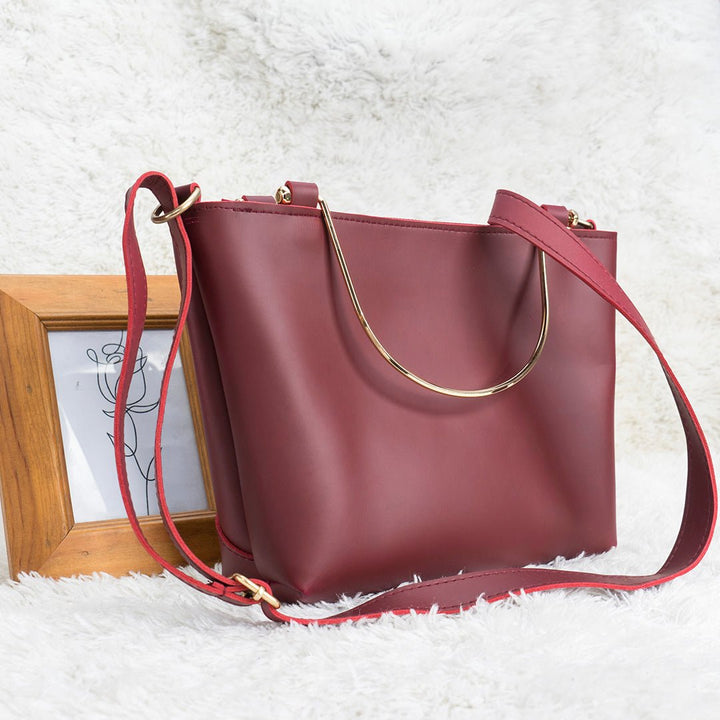 Shein- Tote Bag with Metal Handle Maroon