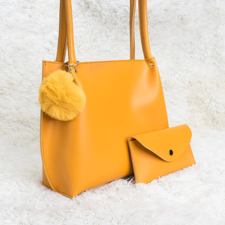 Shein - Tote Bag with Pom Pom Yellow